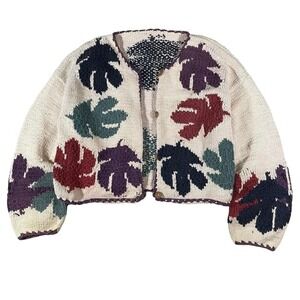 Vintage Nature Handmade Knit Button Up Grandma Cardigan Sweater